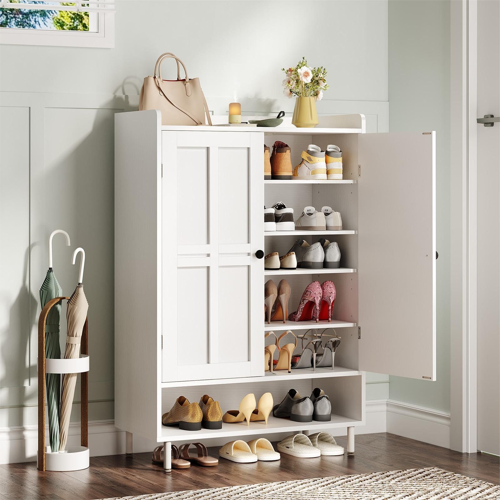 Cabinet Hinge Overlay - 6단 신발 수납장, 45인치 높이 신발